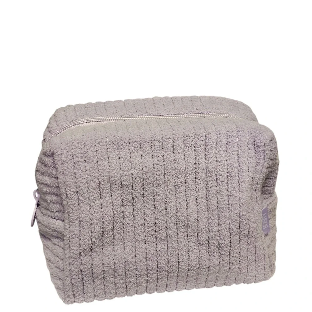 Cult Beauty Lilac Towelling Bag Fuzzy Fluffy Makeup Case Lavender Purple Case
